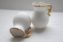 Load image into Gallery viewer, Mini jug made from English fine bone china and real gold rim and handle in stoneware