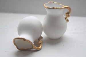 Mini jug made from English fine bone china and real gold rim and handle in stoneware