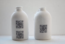Load image into Gallery viewer, Porcelain bottle. Fine bone china small white bottle with QR code - bud vase