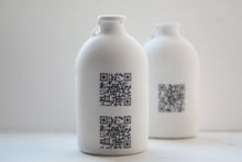 Load image into Gallery viewer, Porcelain bottle. Fine bone china small white bottle with QR code - bud vase