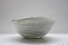 Load image into Gallery viewer, Stoneware Parian porcelain bowl in grey greenish with marble effect and mat gold rims.